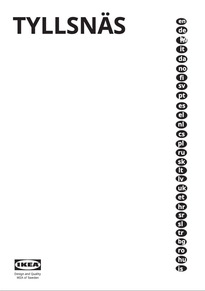 Page 1 de la notice Manuel utilisateur Ikea TYLLSNÄS 105.683.51