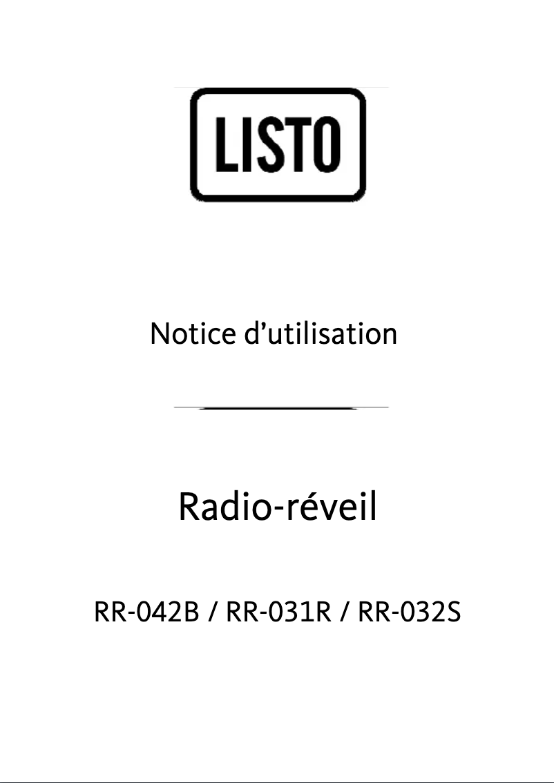 Page 1 de la notice Manuel utilisateur Listo RR-032S