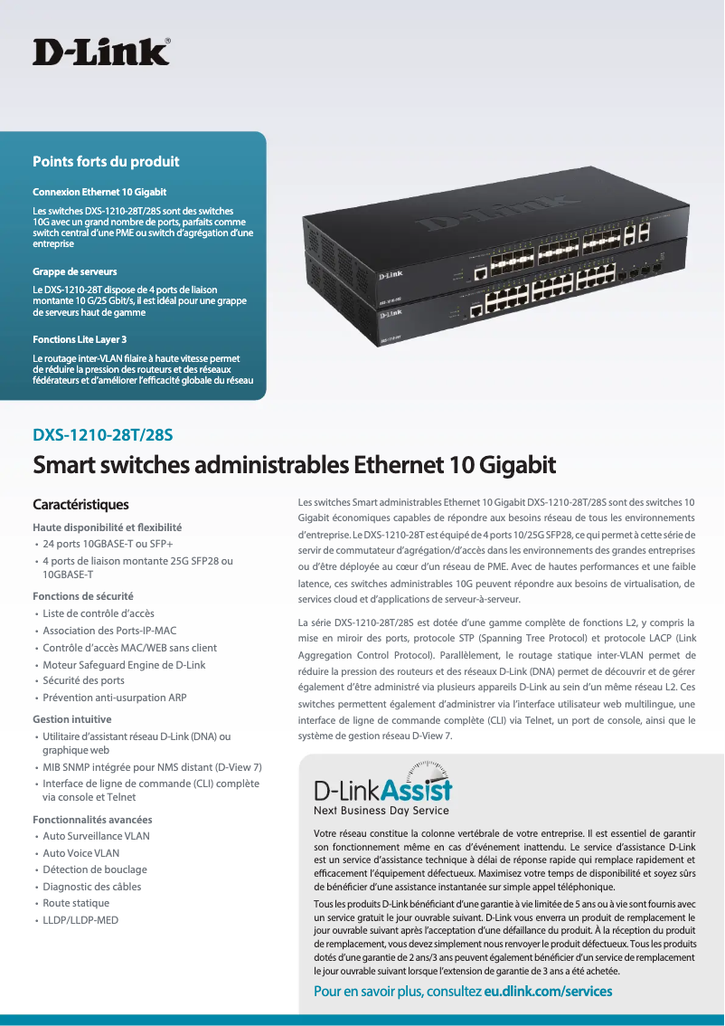 Page 1 de la notice Fiche technique D-Link DXS-1210-28