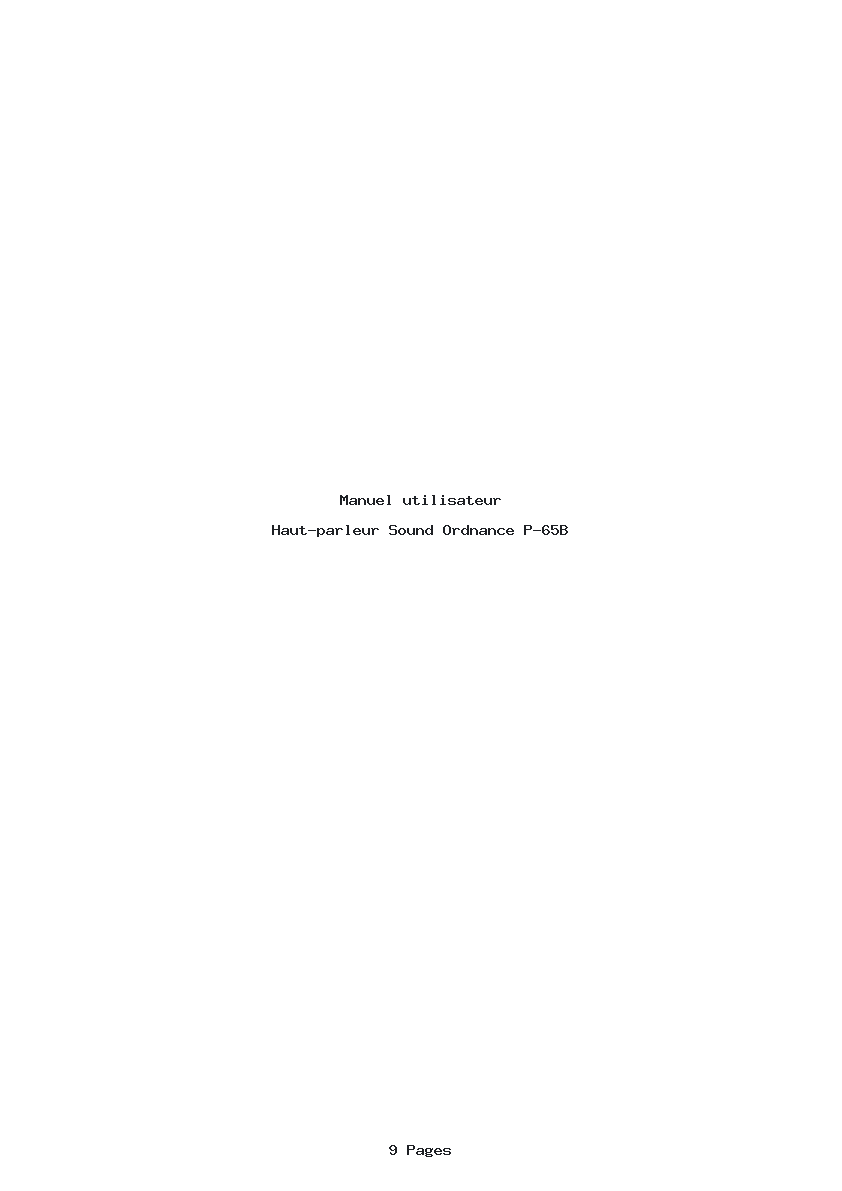 Page 1 de la notice Manuel utilisateur Sound Ordnance P-65B