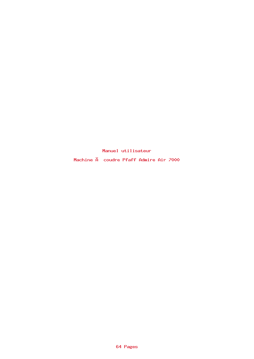 Page 1 de la notice Manuel utilisateur Pfaff Admire Air 7000