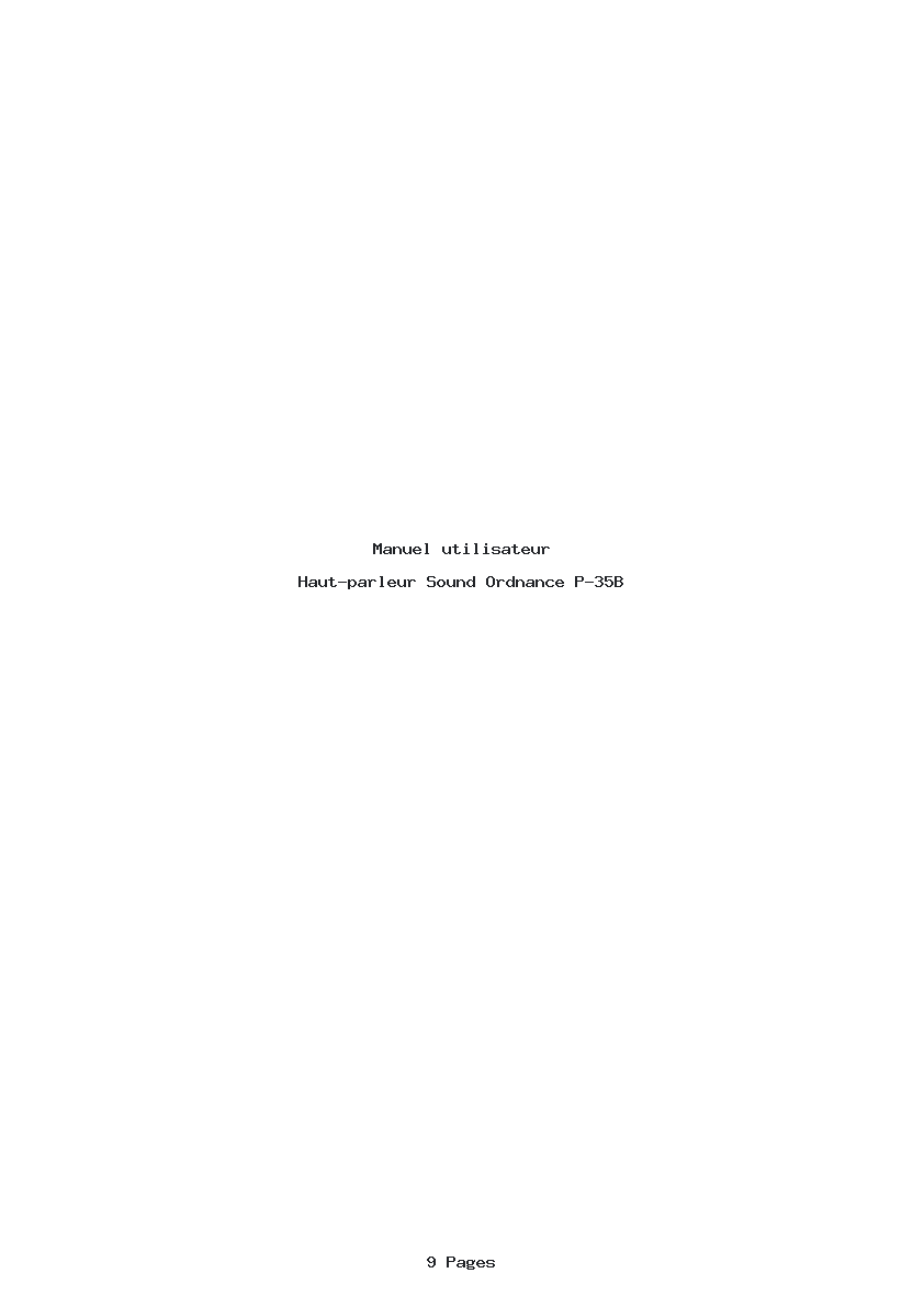 Page 1 de la notice Manuel utilisateur Sound Ordnance P-35B