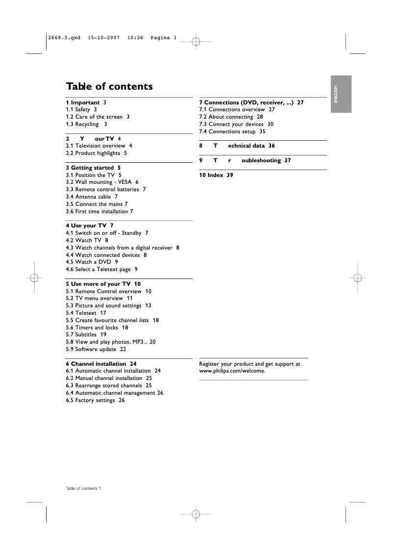 Page n°1 - Manuel utilisateur Philips 32PFL9432