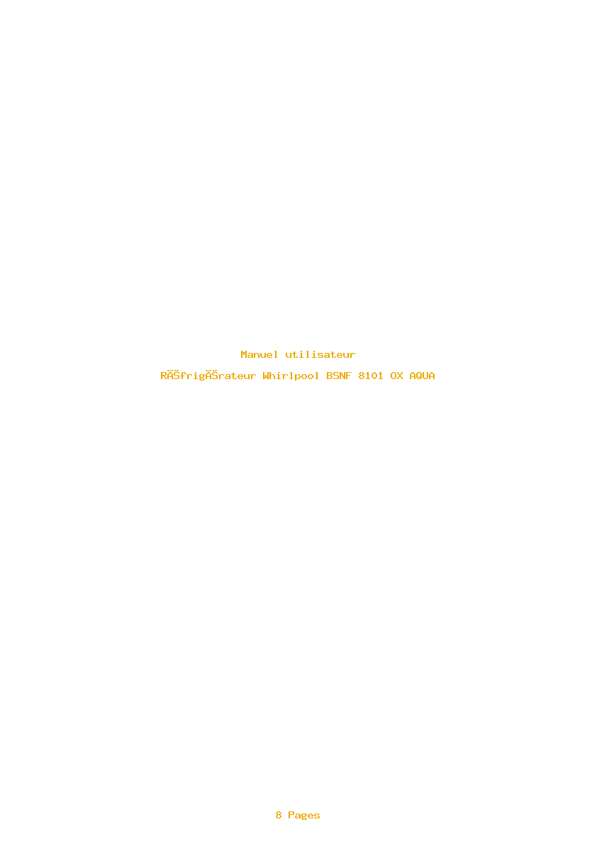 Page 1 de la notice Manuel utilisateur Whirlpool BSNF 8101 OX AQUA