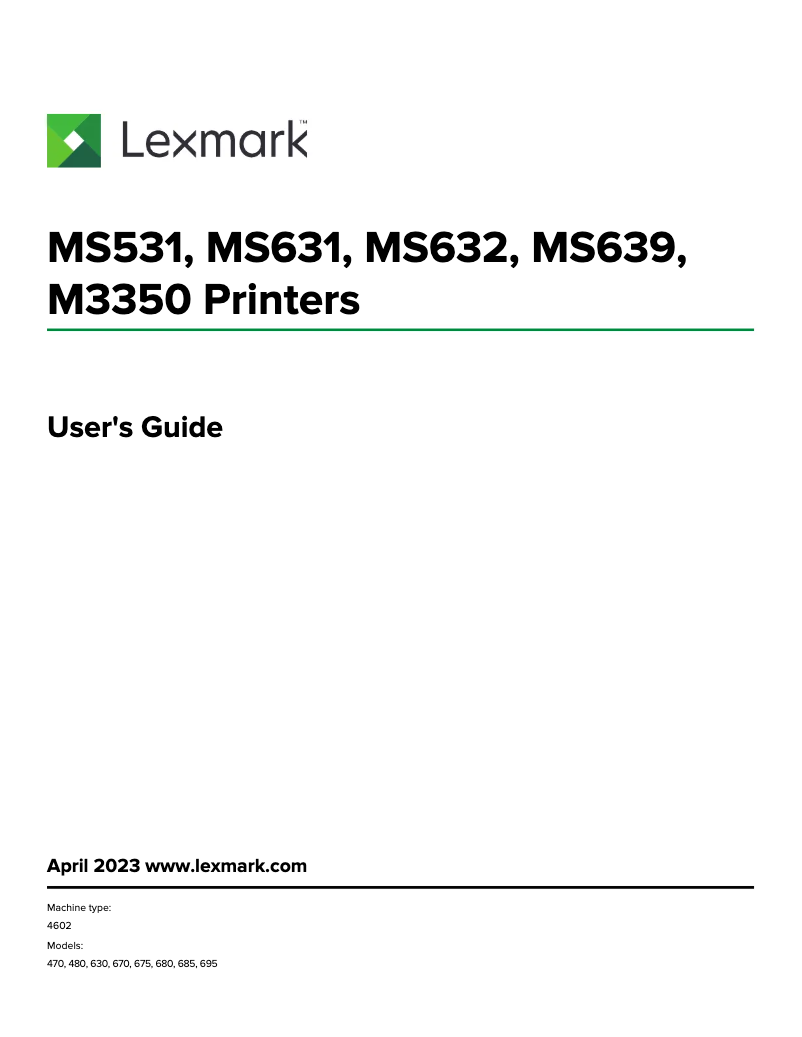 Page 1 de la notice Manuel utilisateur Lexmark MS632dwe