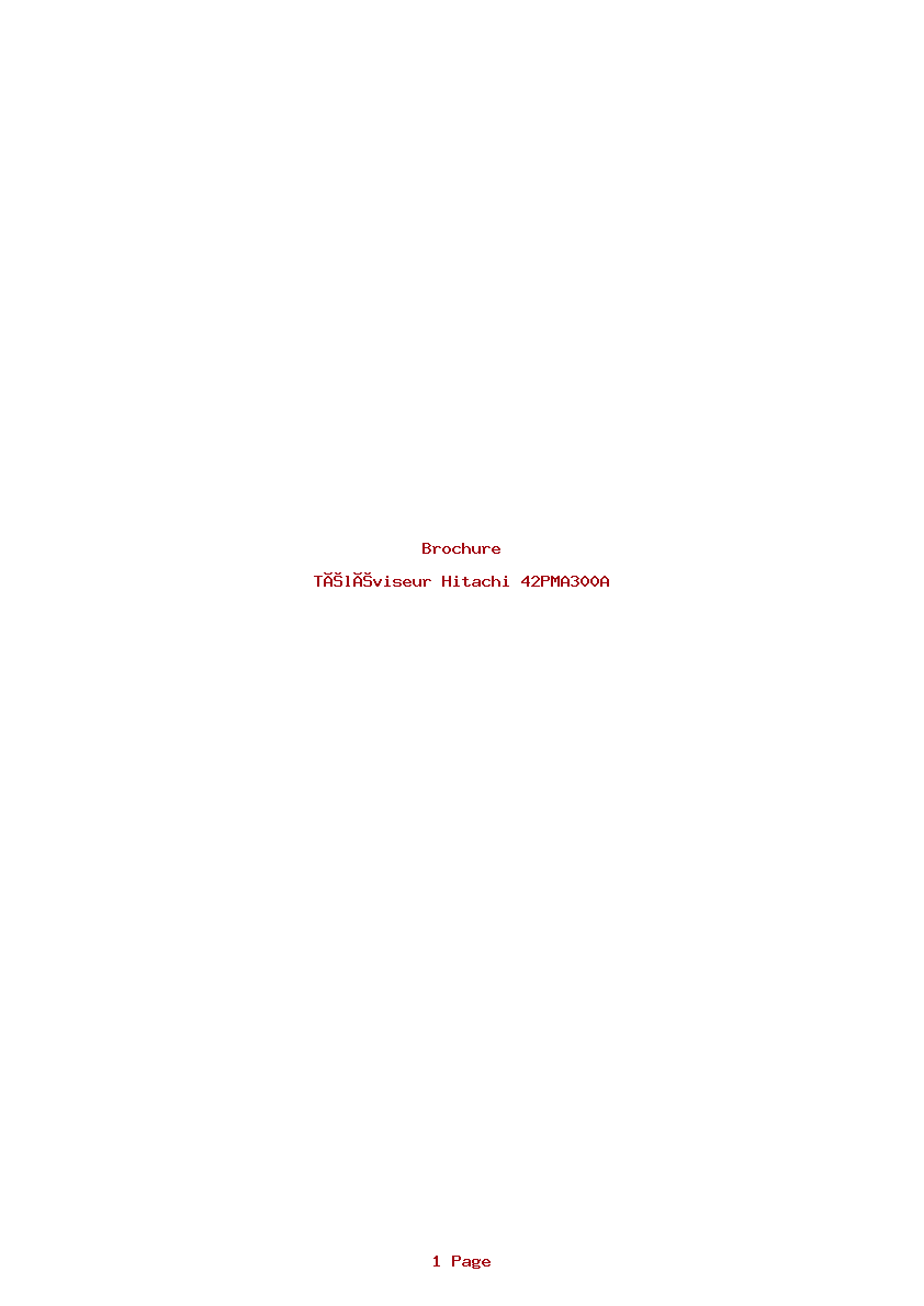 Page 1 de la notice Brochure Hitachi 42PMA300A