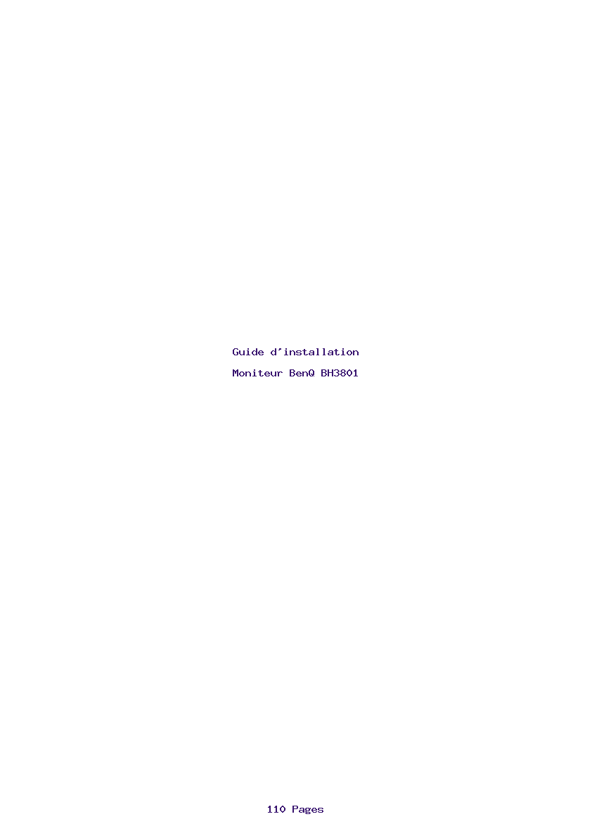 Page 1 de la notice Guide d'installation BenQ BH3801