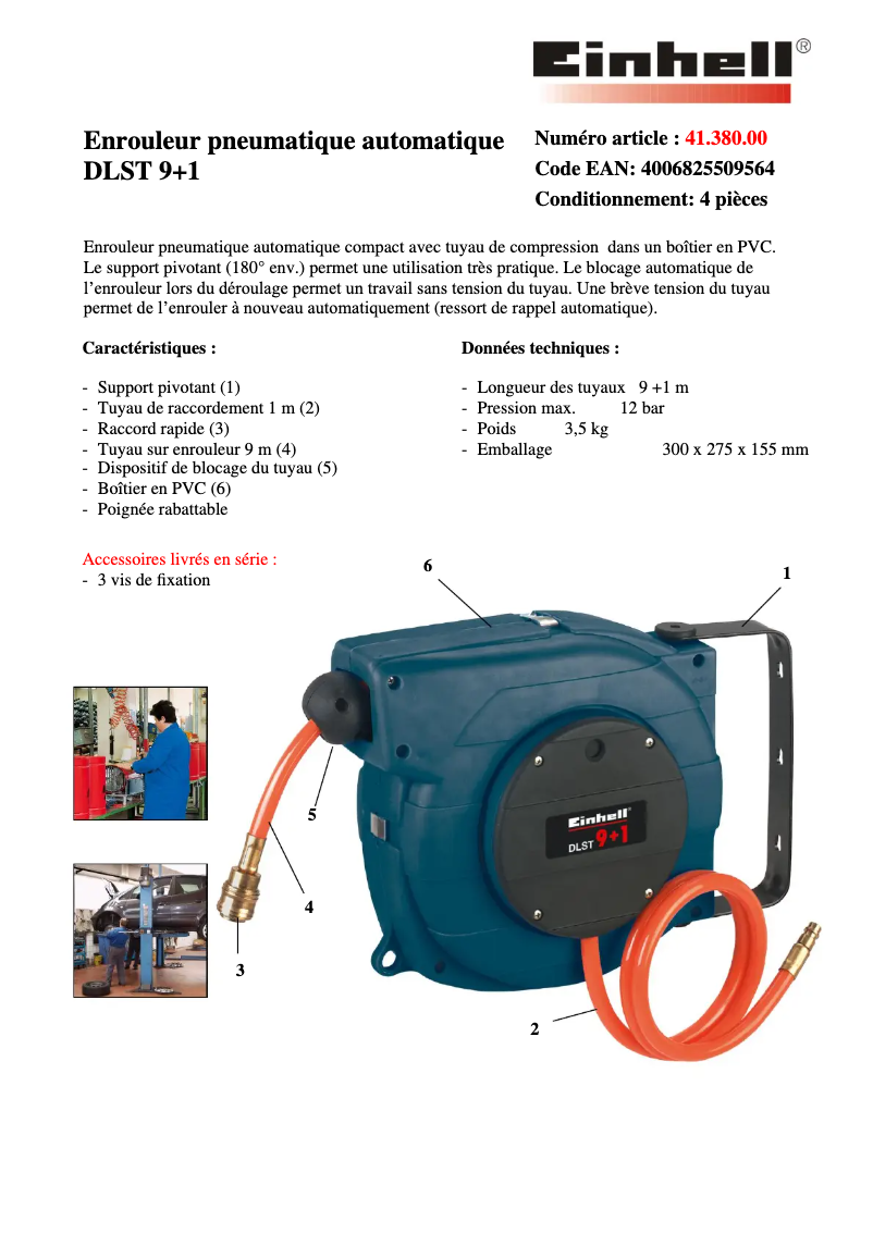 Page 1 de la notice Fiche technique Einhell DLST 9+1