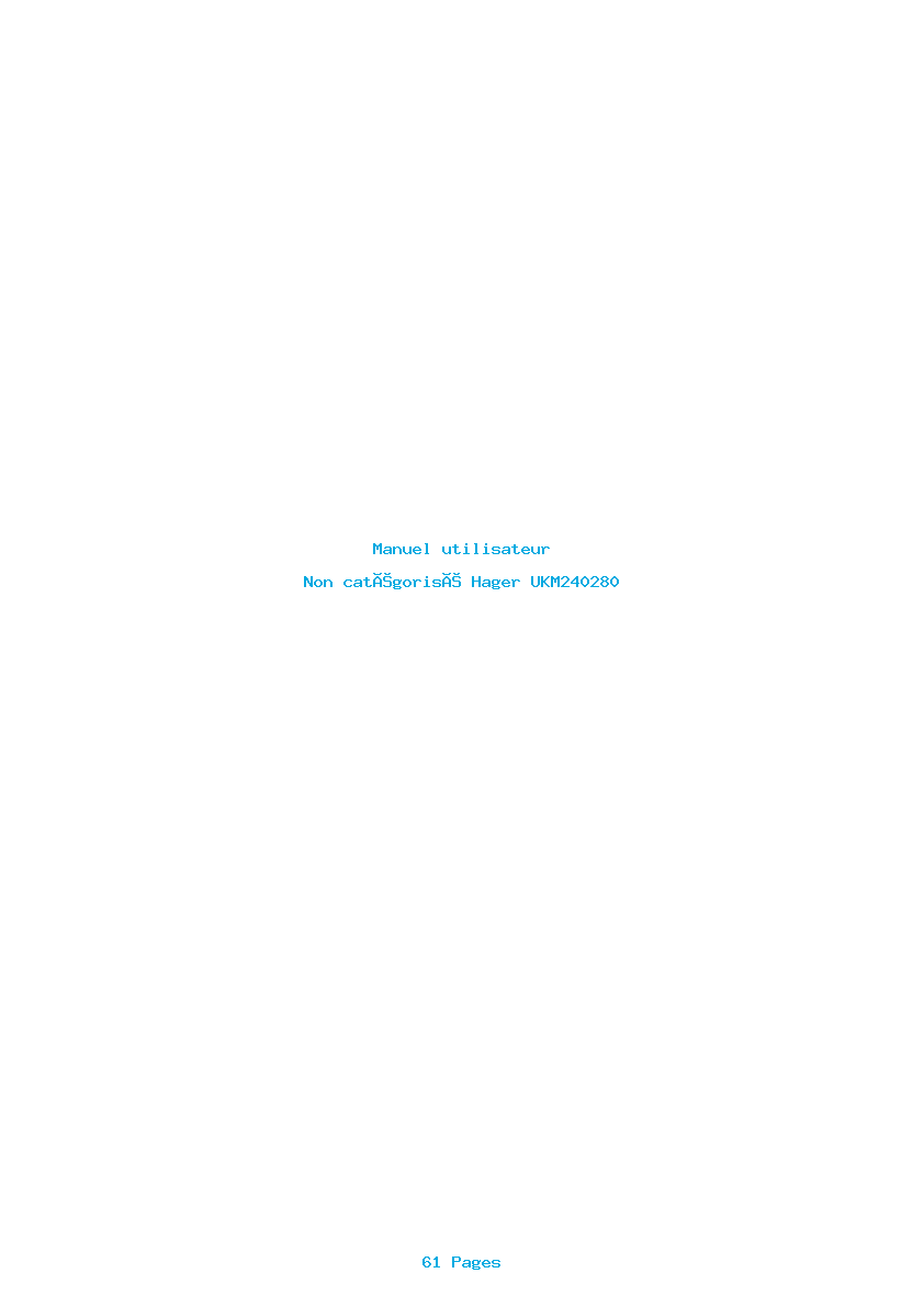 Page 1 de la notice Manuel utilisateur Hager UKM240280