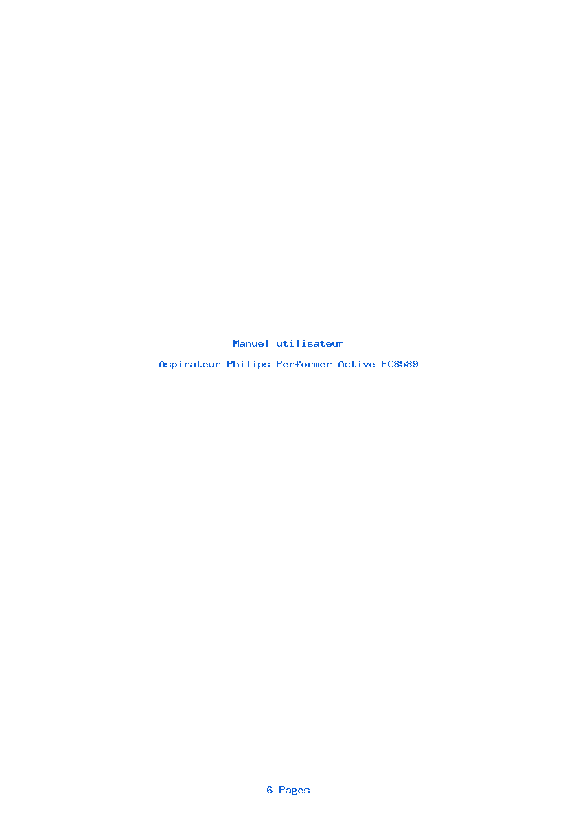 Page 1 de la notice Manuel utilisateur Philips Performer Active FC8589