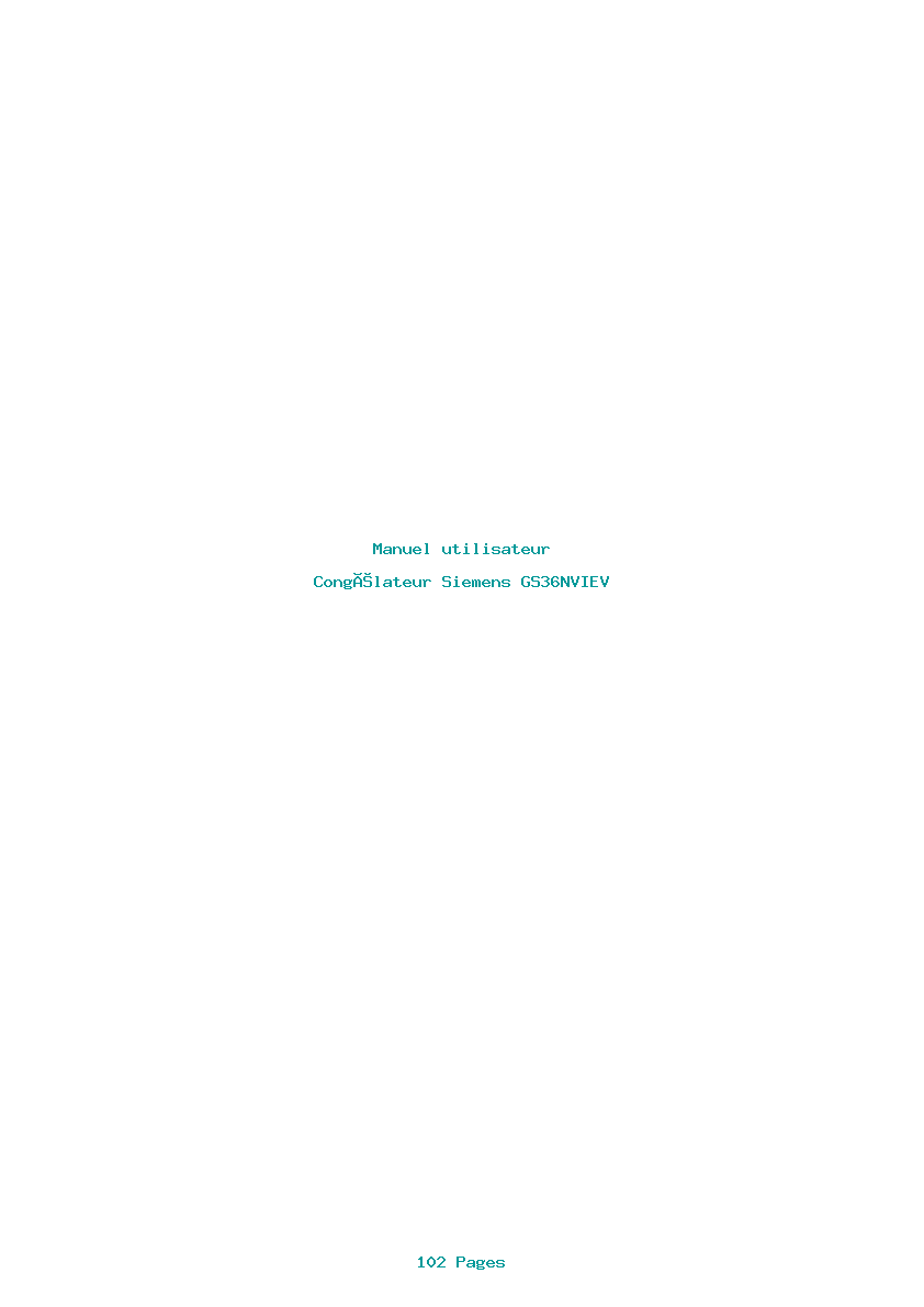 Page 1 de la notice Manuel utilisateur Siemens GS36NVIEV