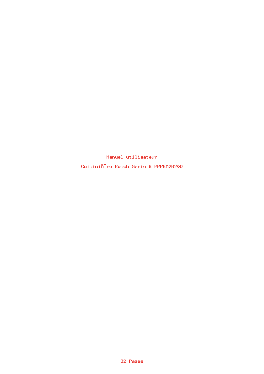 Page 1 de la notice Manuel utilisateur Bosch Serie 6 PPP6A2B20O
