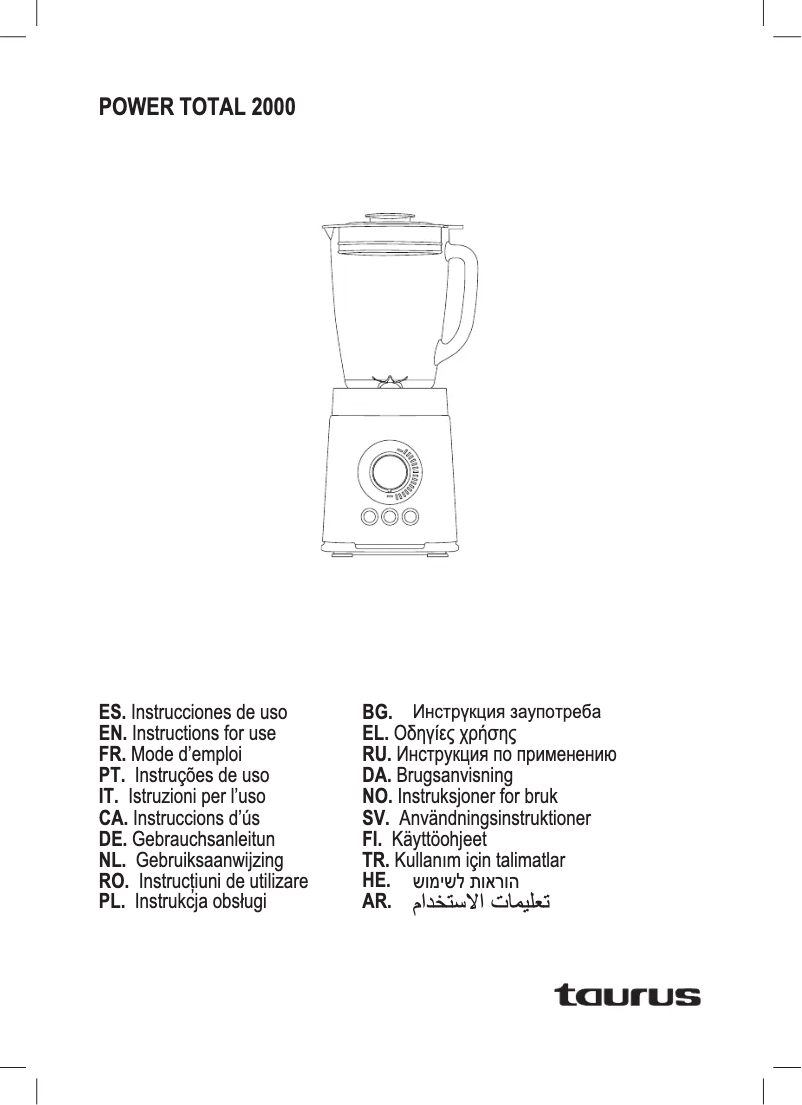 Page 1 de la notice Manuel utilisateur Taurus Power Total 2000