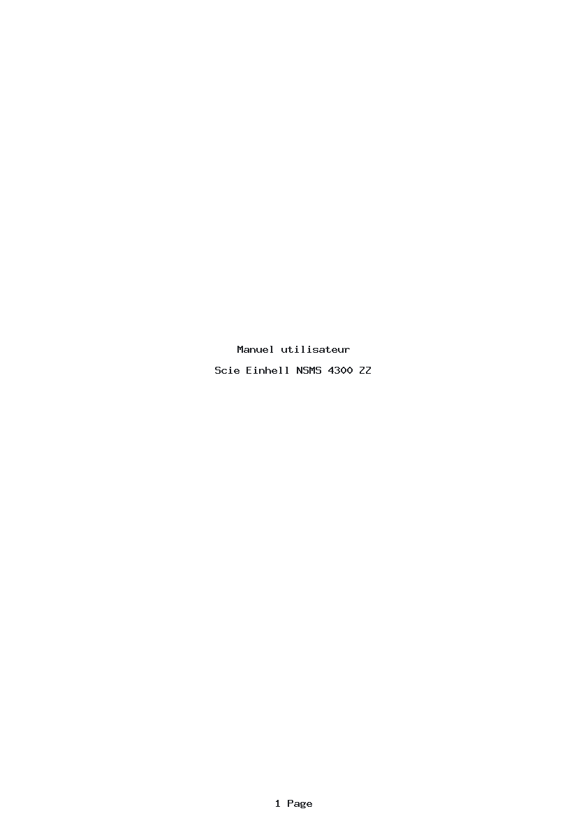 Page 1 de la notice Manuel utilisateur Einhell NSMS 4300 ZZ