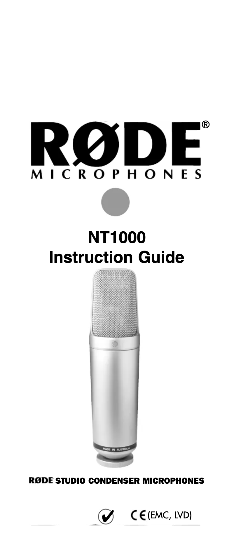 Page 1 de la notice Manuel utilisateur Røde NT1000