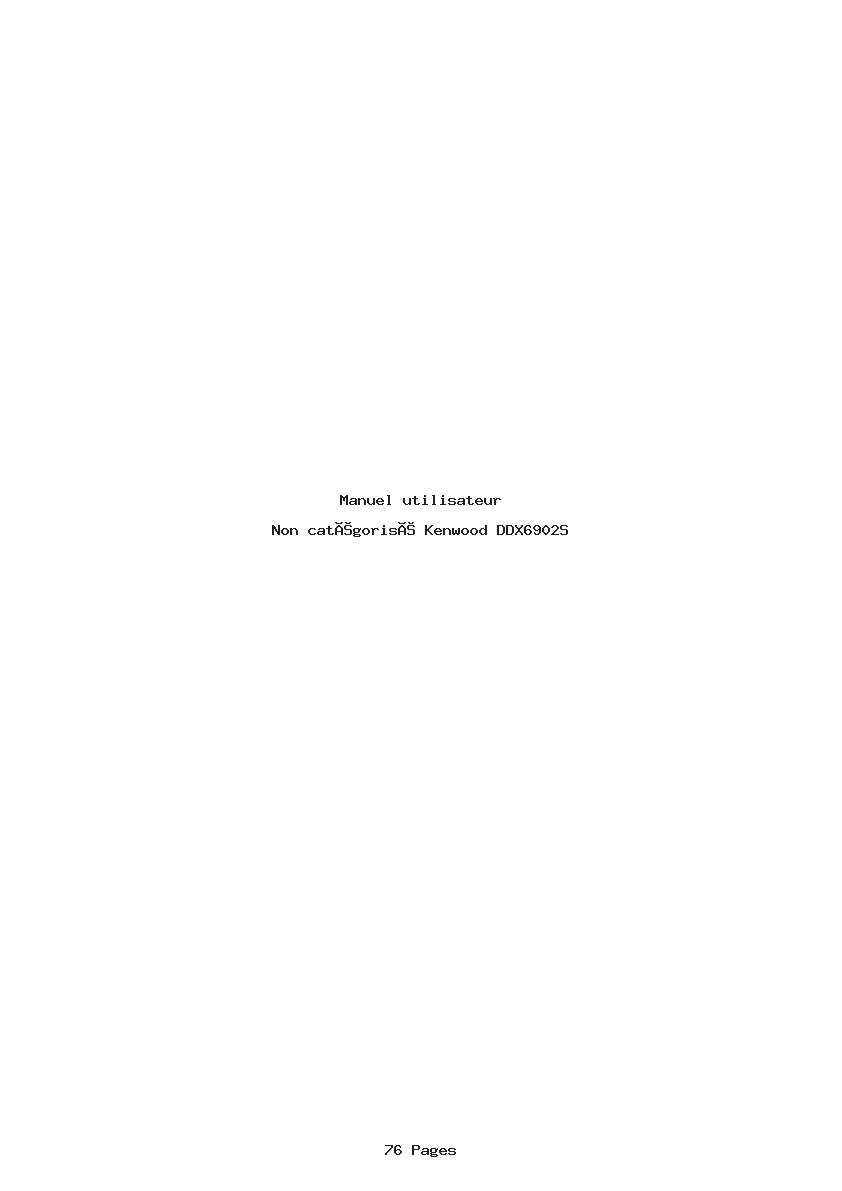 Page 1 de la notice Manuel utilisateur Kenwood DDX6902S