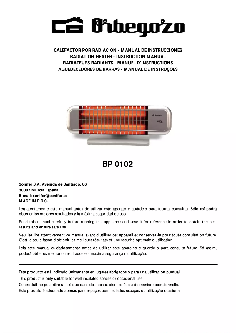 Page 1 de la notice Manuel utilisateur Orbegozo BP 0102