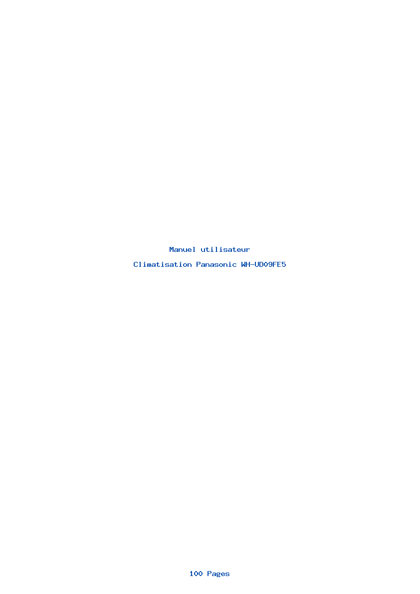 Page 1 de la notice Manuel utilisateur Panasonic WH-UD09FE5