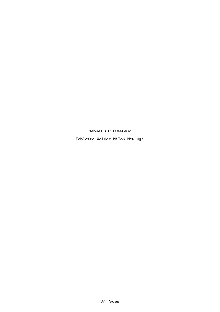 Page 1 de la notice Manuel utilisateur Wolder MiTab New Age