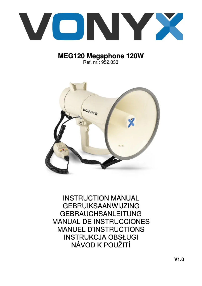 Page 1 de la notice Manuel utilisateur Vonyx MEG120