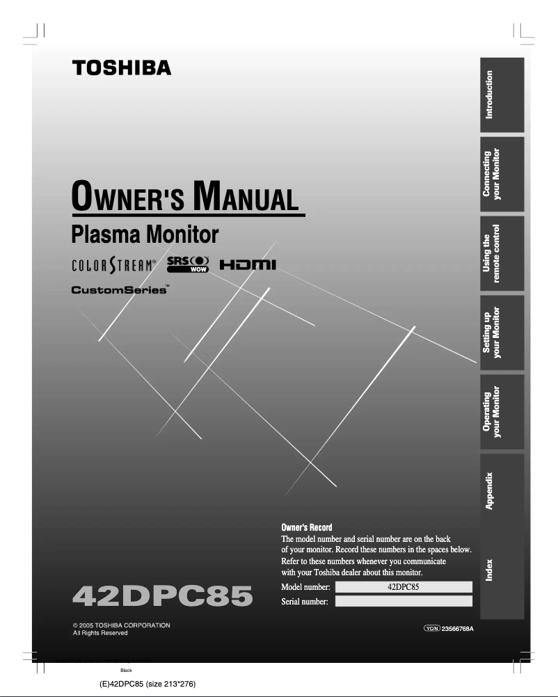 Página 1 del manual Manual de usuario Toshiba 42DPC85
