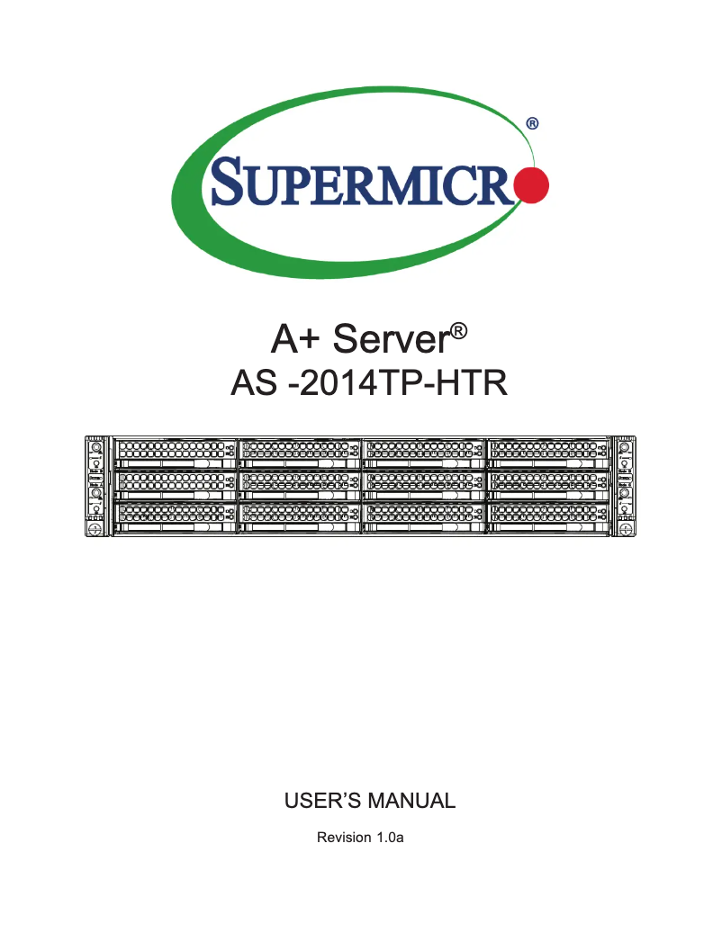 Page 1 de la notice Manuel utilisateur Supermicro A+ Server 2014TP-HTR