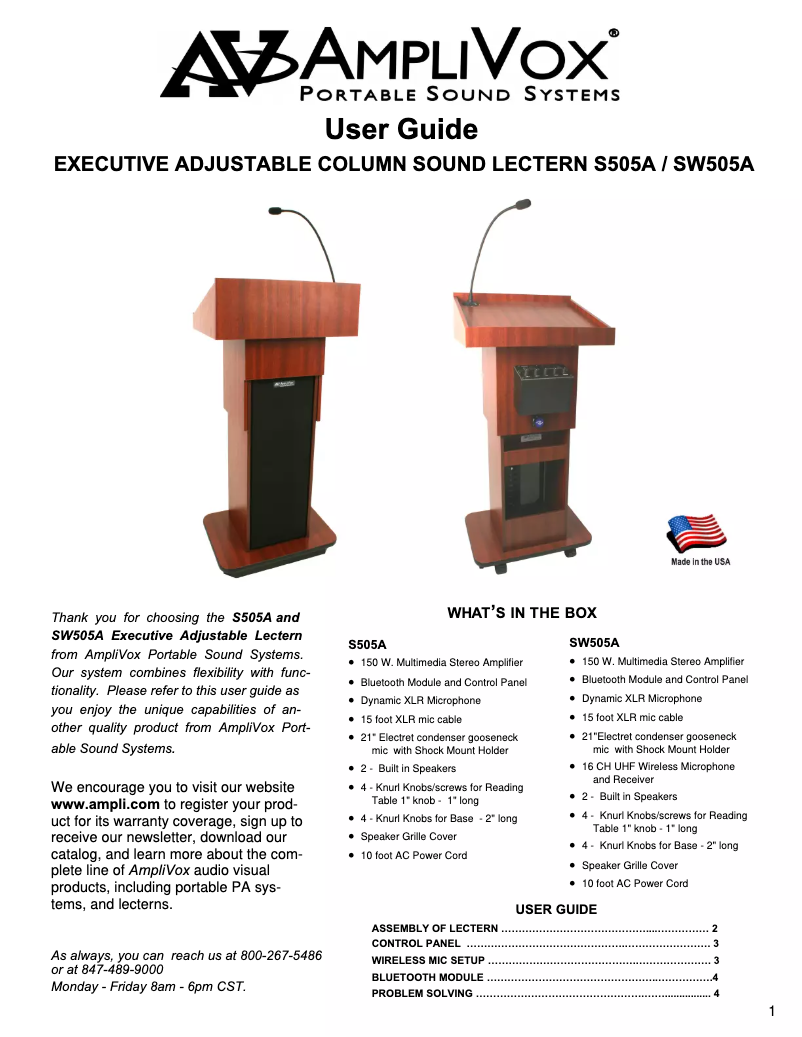 Página 1 del manual Manual de usuario AmpliVox Executive W505A