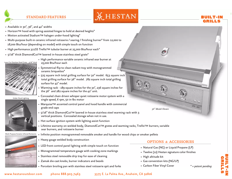 Page 1 de la notice Fiche technique Hestan GABR42-NG-GG