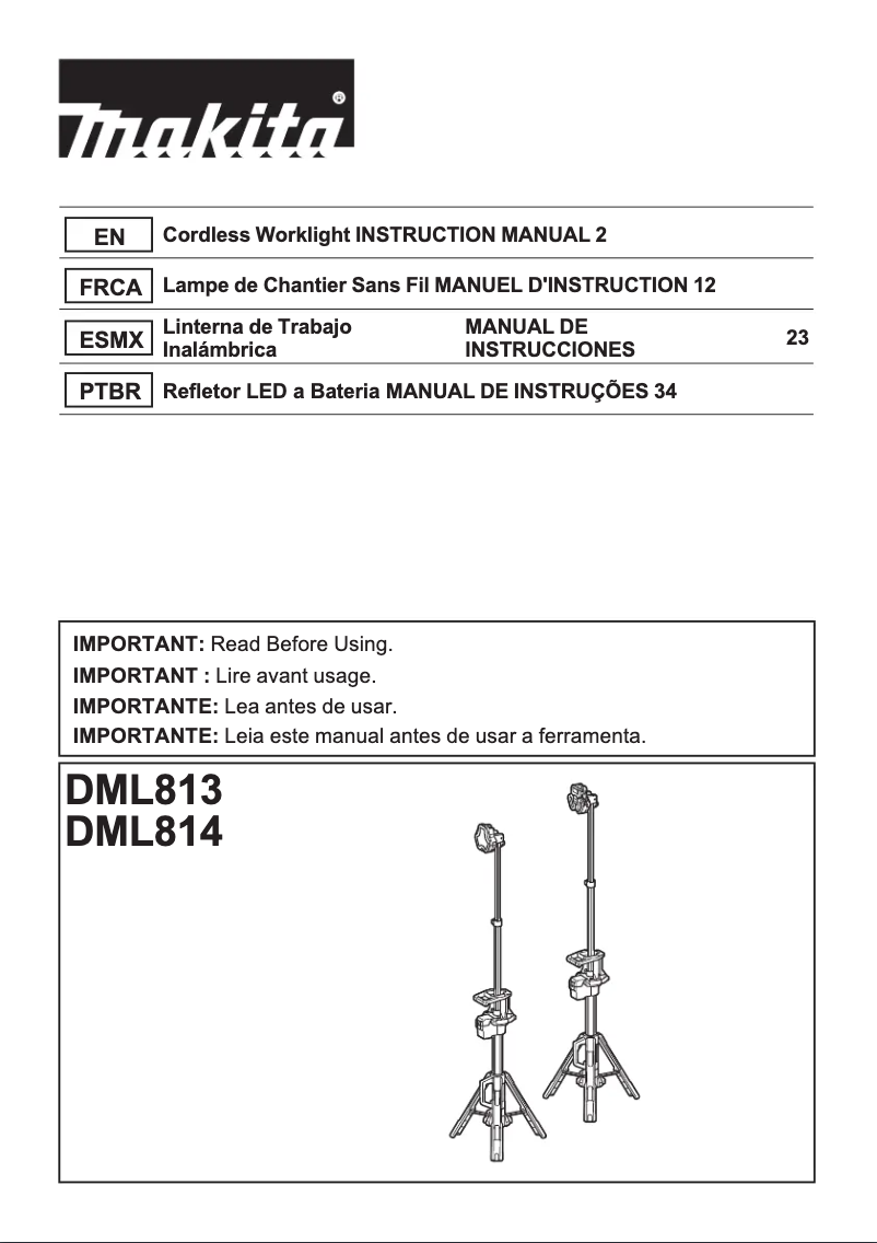 Page 1 de la notice Manuel utilisateur Makita DML814