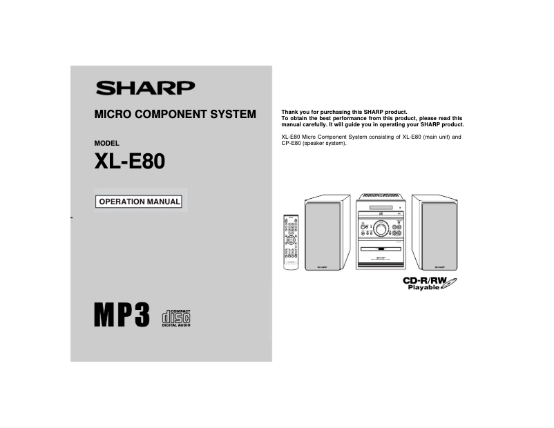 Page 1 of the manual User Manual Sharp XLE80