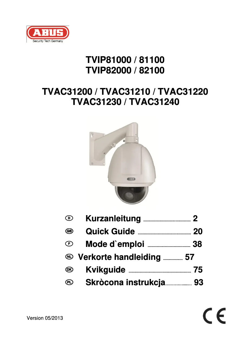 Page 1 de la notice Manuel utilisateur Abus TVIP82100