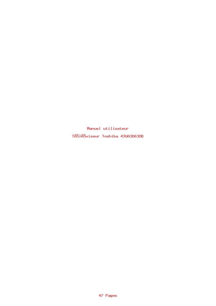 Page 1 de la notice Manuel utilisateur Toshiba 43UA3D63DB