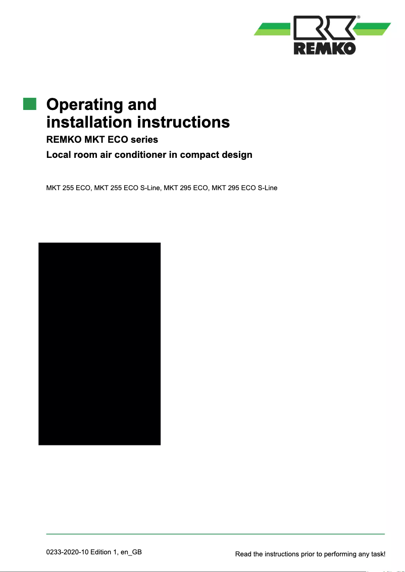 Page 1 of the manual User Manual Remko MKT 255 Eco