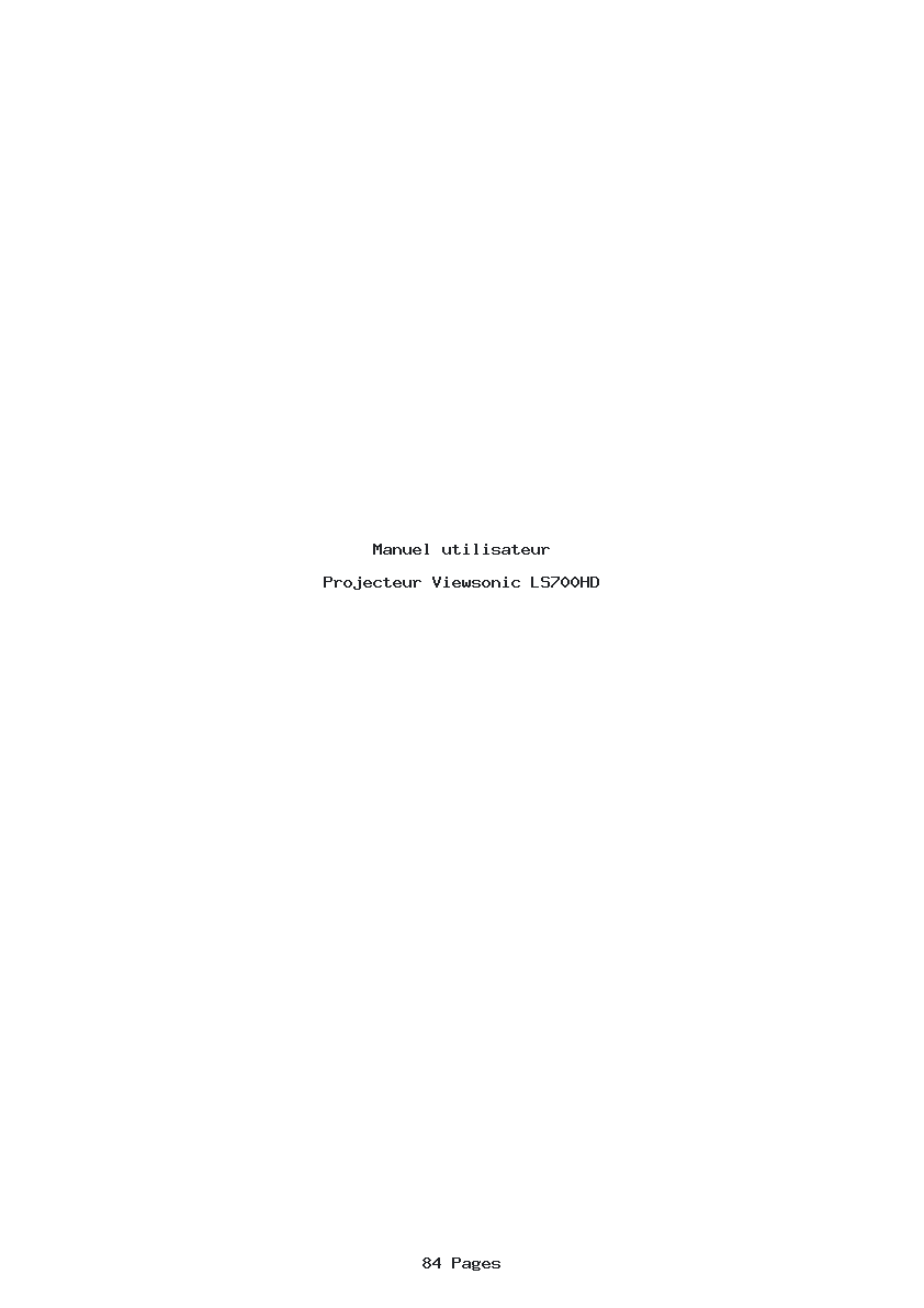 Page 1 de la notice Manuel utilisateur Viewsonic LS700HD