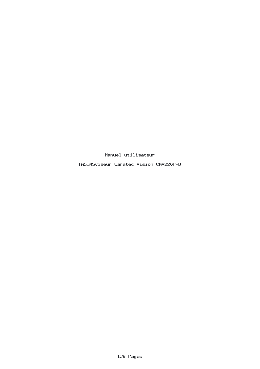 Page 1 de la notice Manuel utilisateur Caratec Vision CAV220P-D