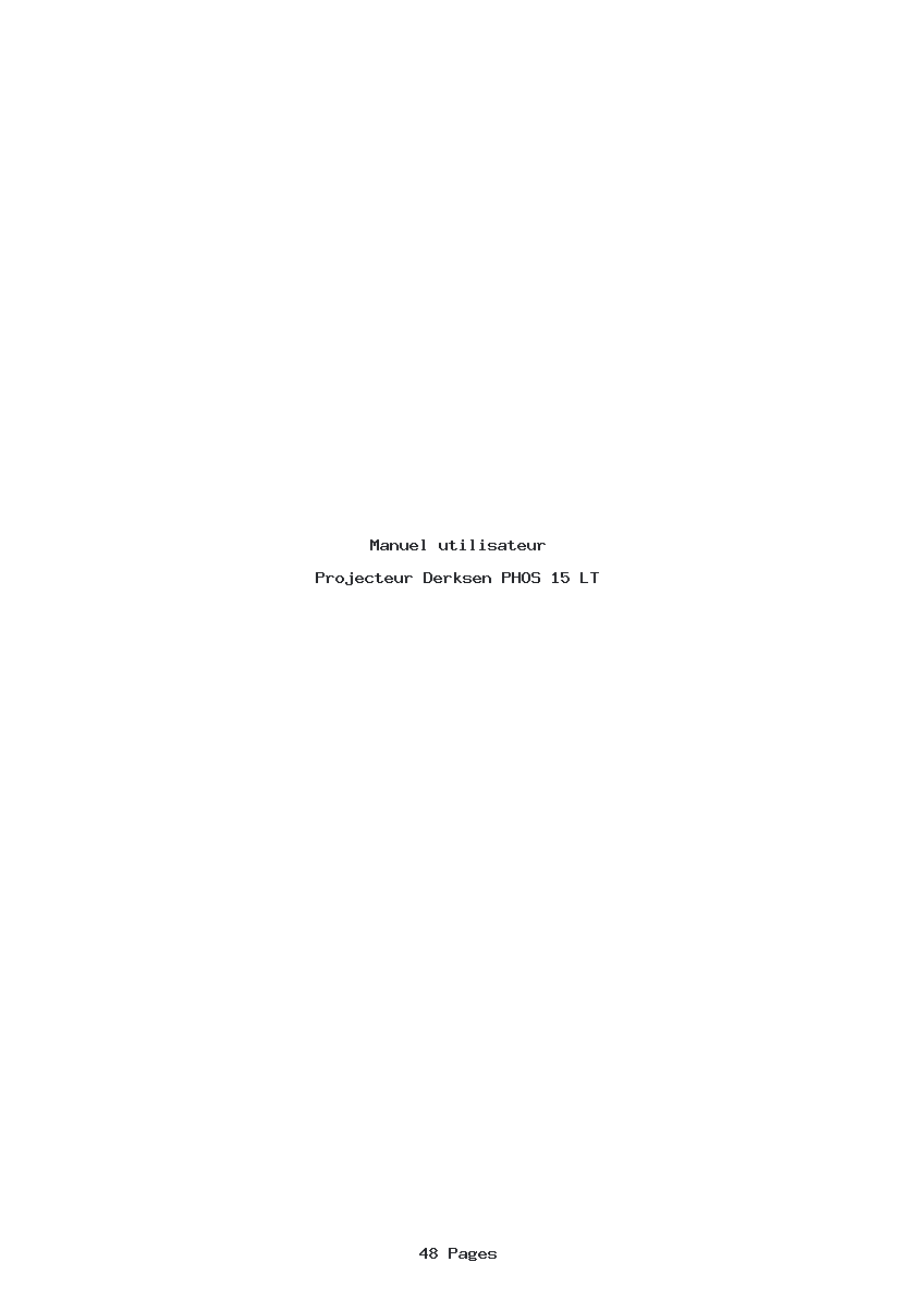 Page 1 de la notice Manuel utilisateur Derksen PHOS 15 LT