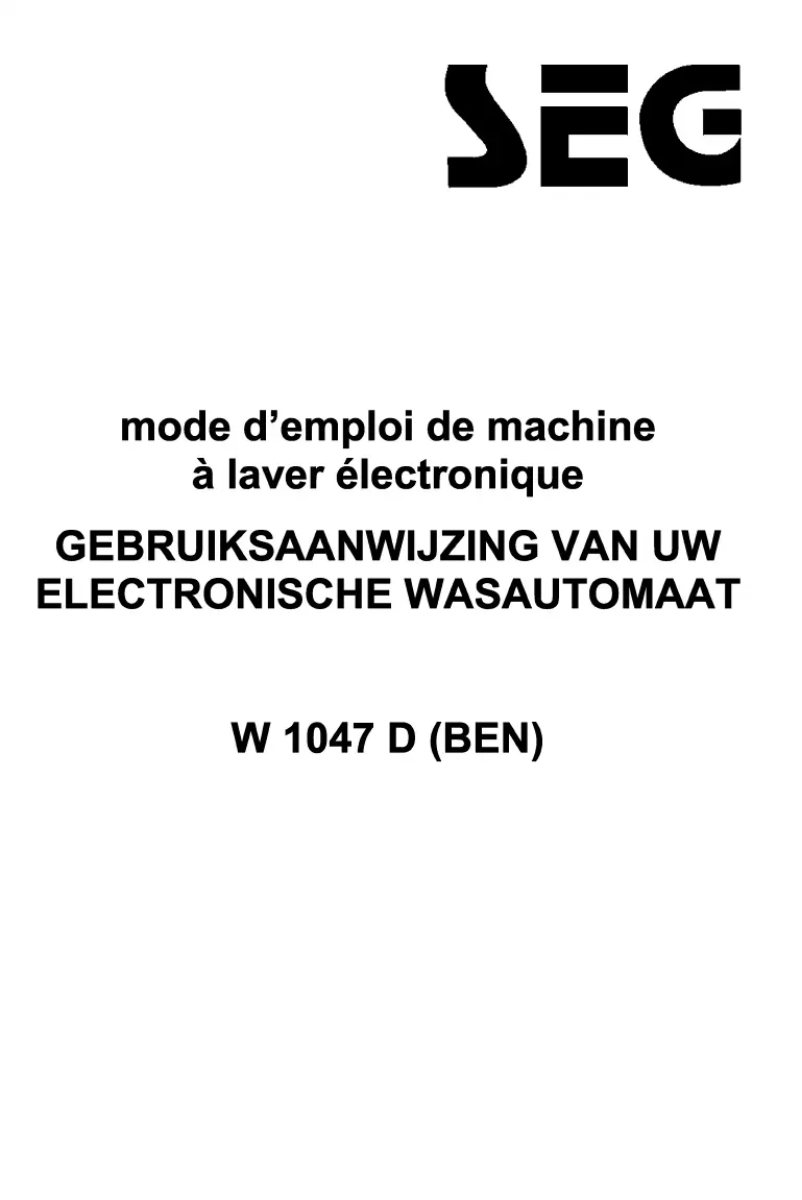Página 1 del manual Manual de usuario SEG W 1047 D (BEN)