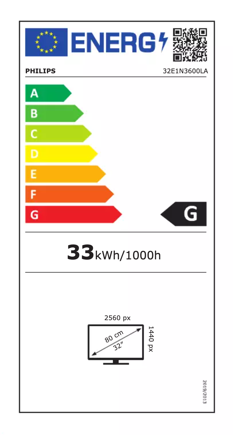 Page n°1 - Label énergétique Philips 32E1N3600LA