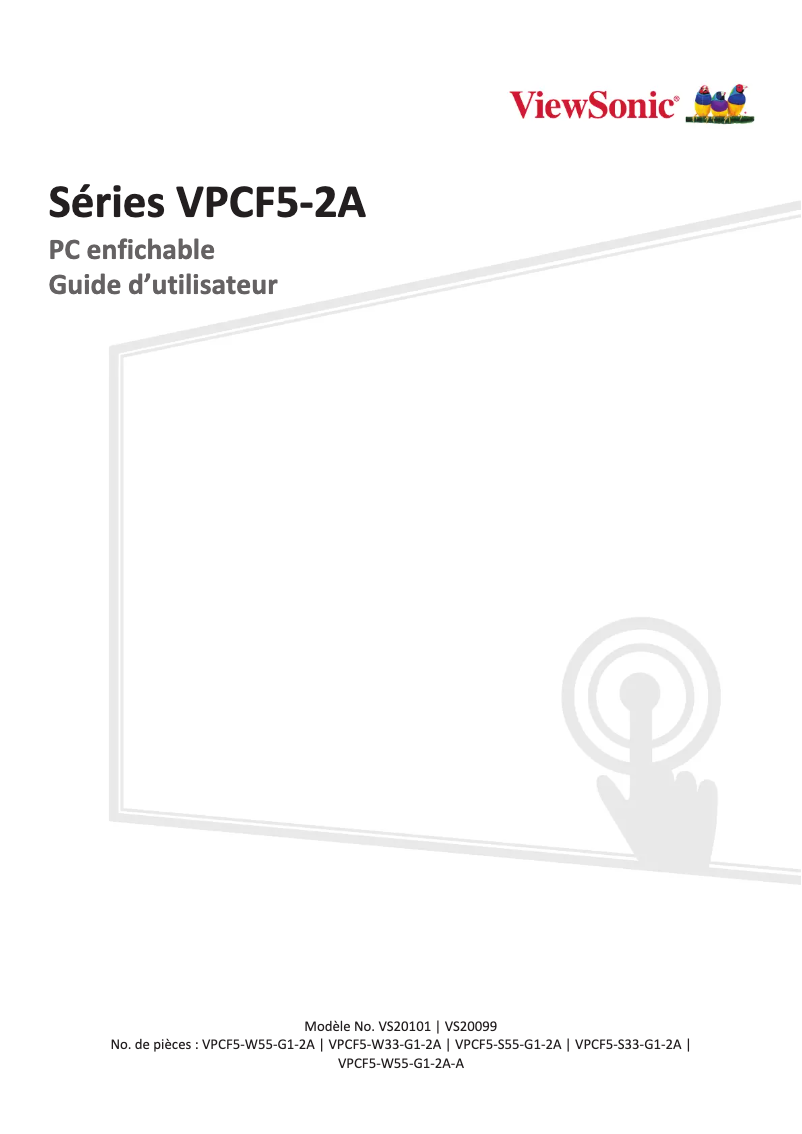 Page 1 de la notice Manuel utilisateur Viewsonic ViewBoard VPCF5-S33-G1-2A