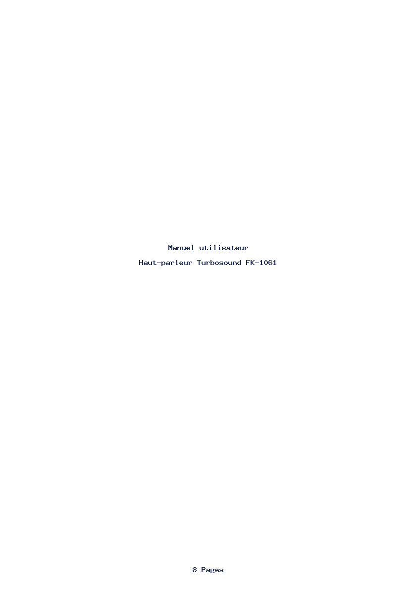 Page 1 de la notice Manuel utilisateur Turbosound FK-1061