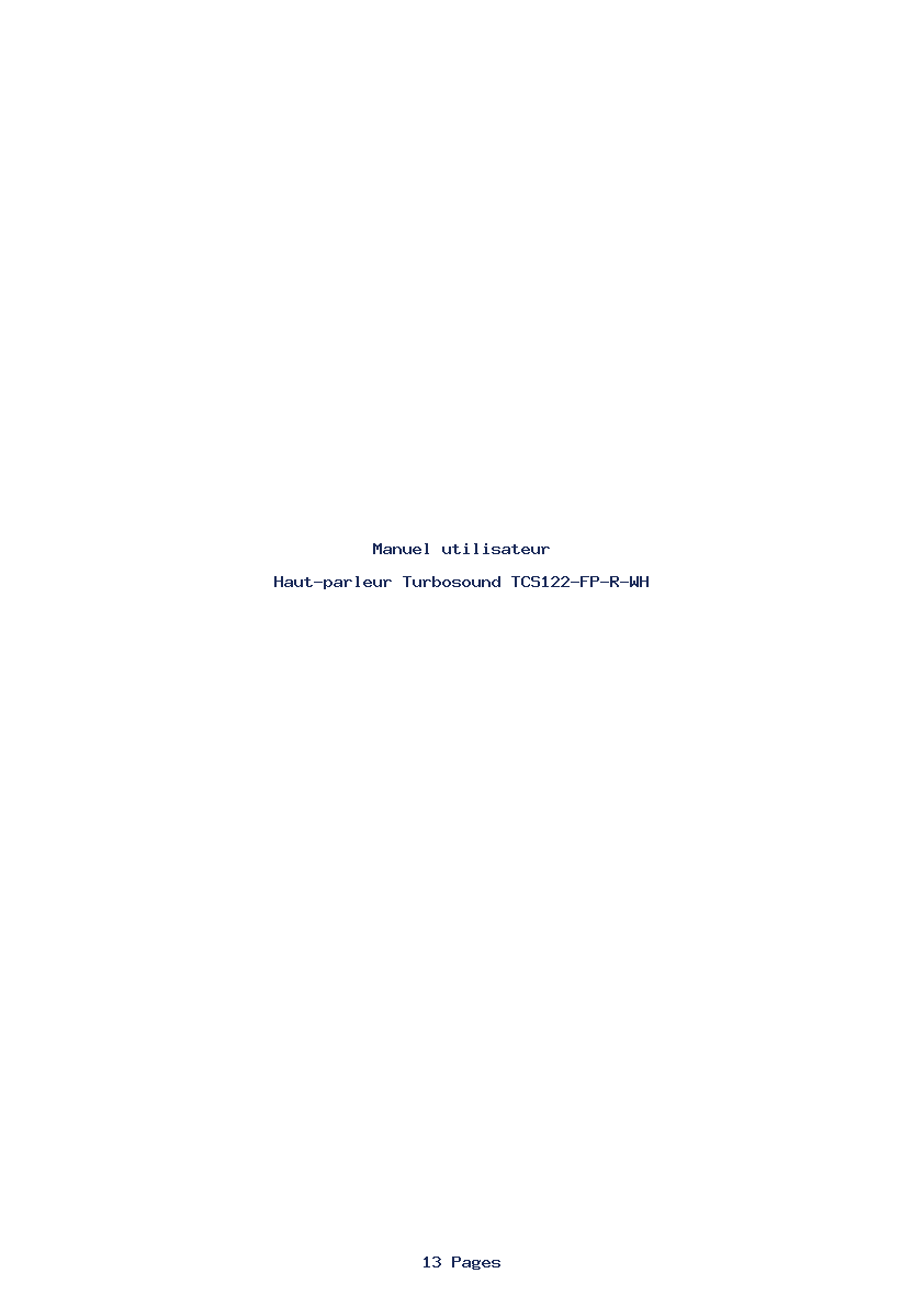 Page 1 de la notice Manuel utilisateur Turbosound TCS122-FP-R-WH