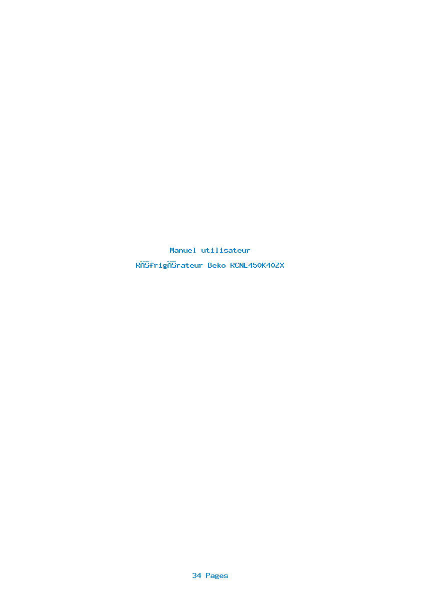 Page 1 de la notice Manuel utilisateur Beko RCNE450K40ZX