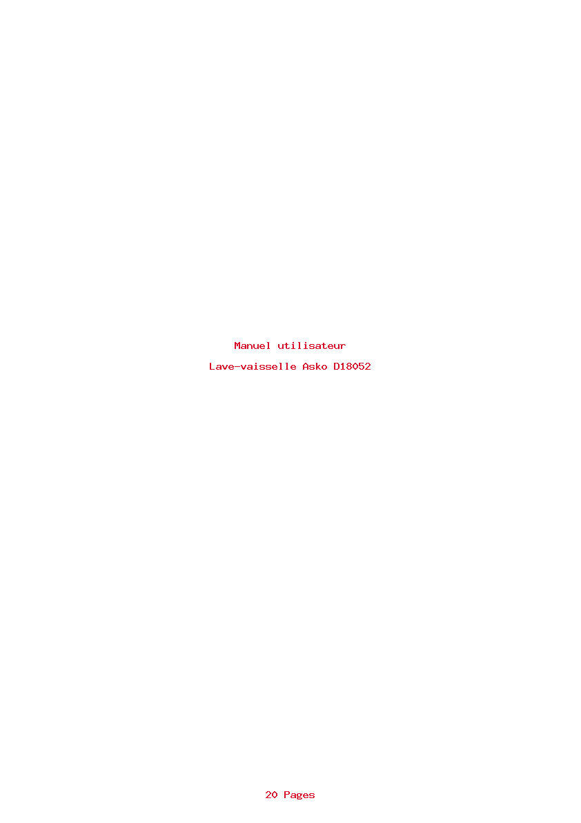 Page 1 de la notice Manuel utilisateur Asko D18052