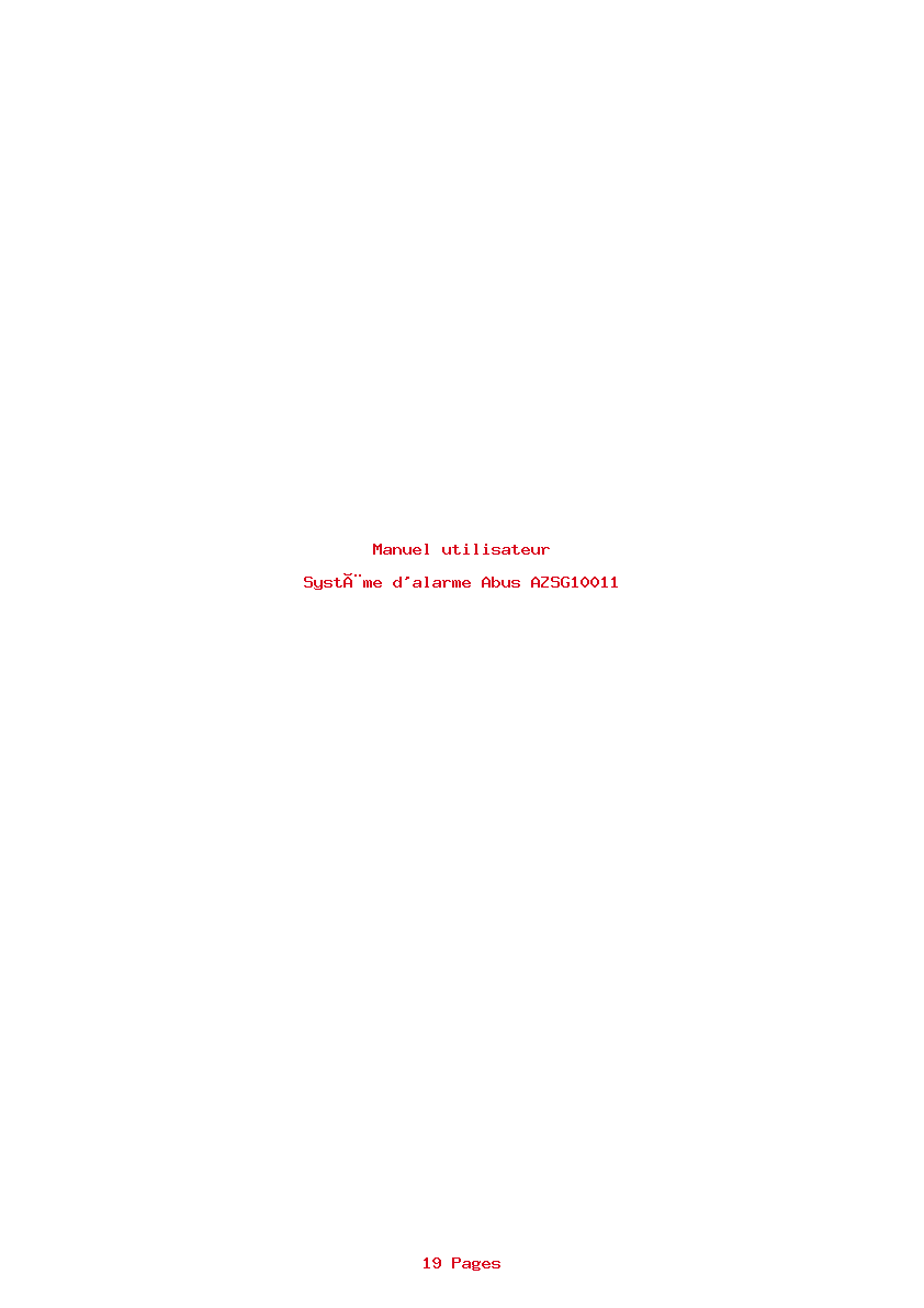 Page 1 de la notice Manuel utilisateur Abus AZSG10011