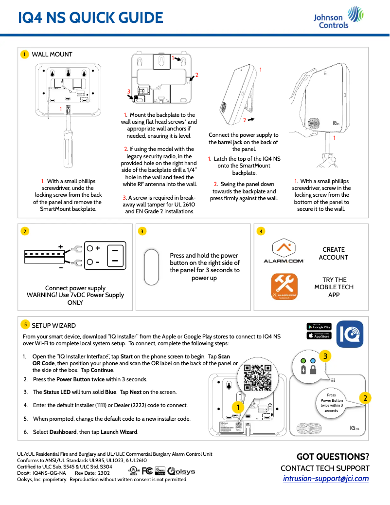 Page 1 de la notice Manuel utilisateur Qolsys IQ4 NS