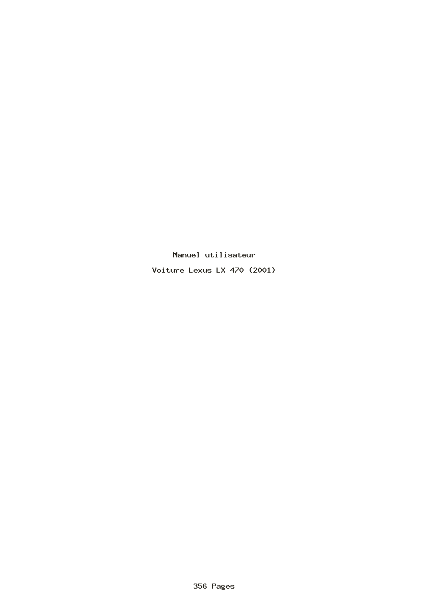 Page 1 de la notice Manuel utilisateur Lexus LX 470 (2001)