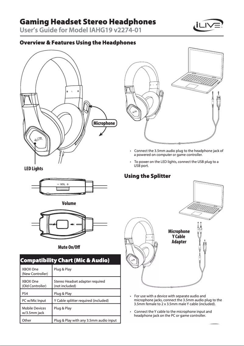 Page 1 de la notice Manuel utilisateur iLive IAHG19B
