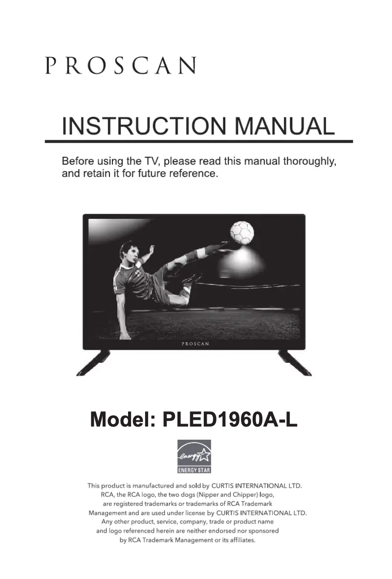 Page 1 de la notice Manuel utilisateur Proscan PLED1960A