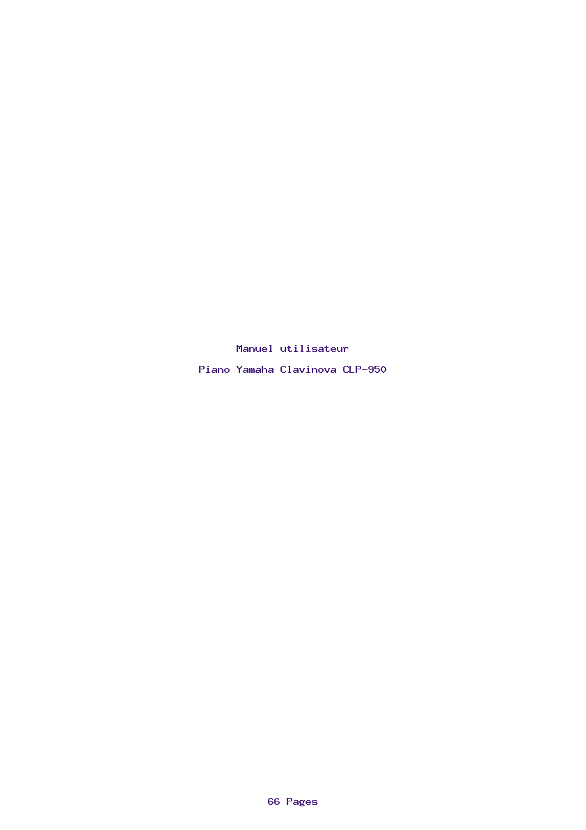 Page 1 de la notice Manuel utilisateur Yamaha Clavinova CLP-950