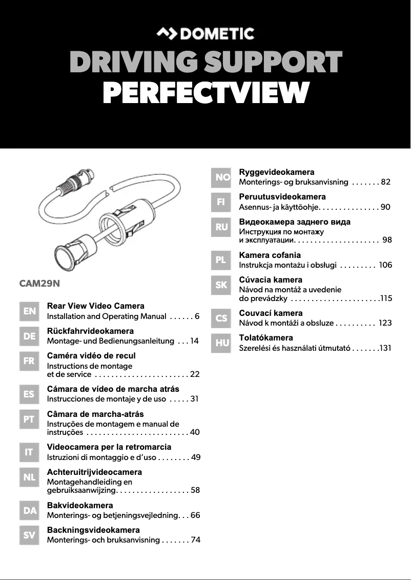 Page 1 de la notice Manuel utilisateur Dometic PerfectView CAM 29